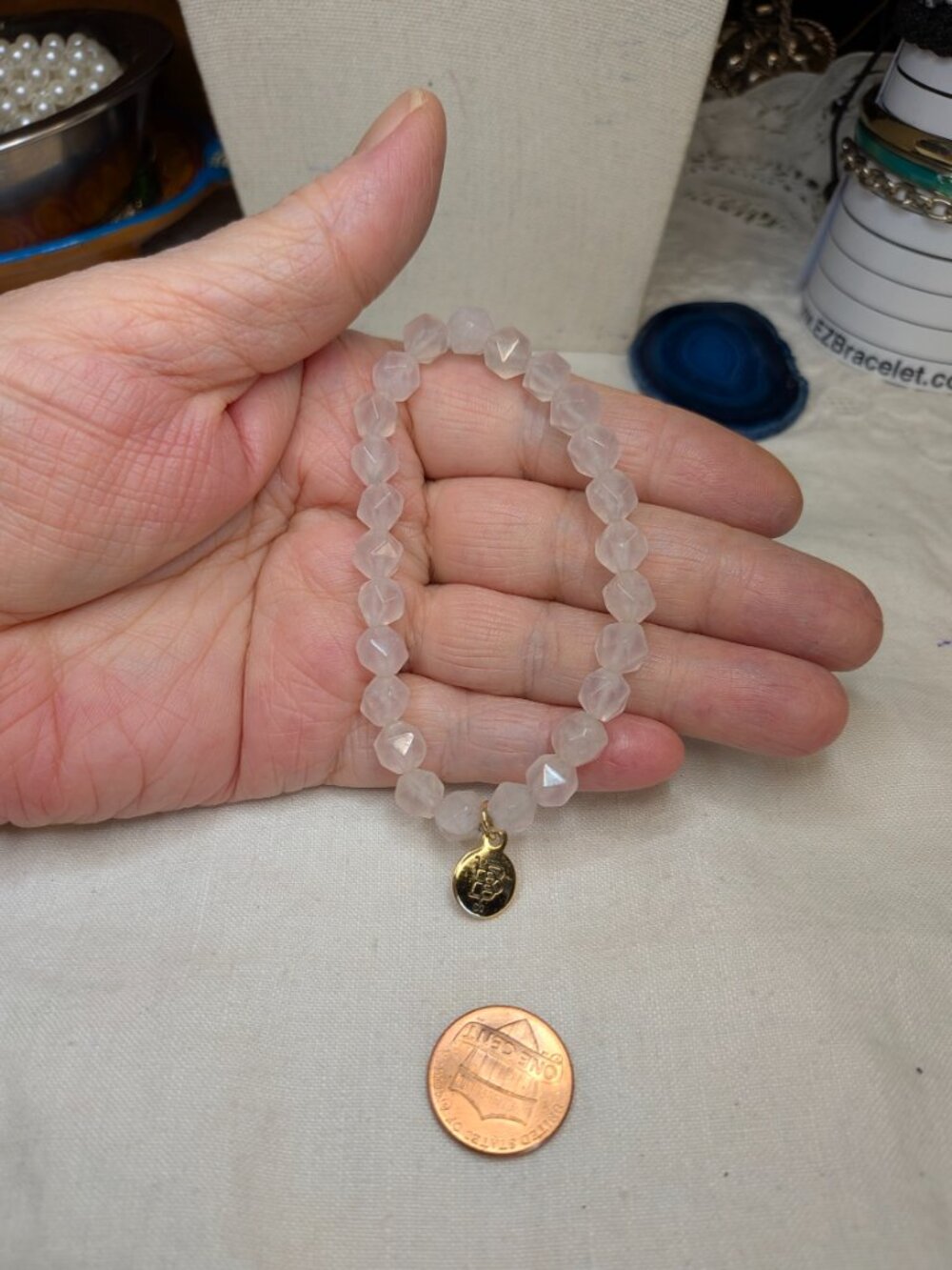 Bourbon & Bowties Rose Quartz Faceted Stretch Bracelet